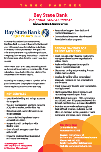 Bay State Bank TANGO value proposition sheet
