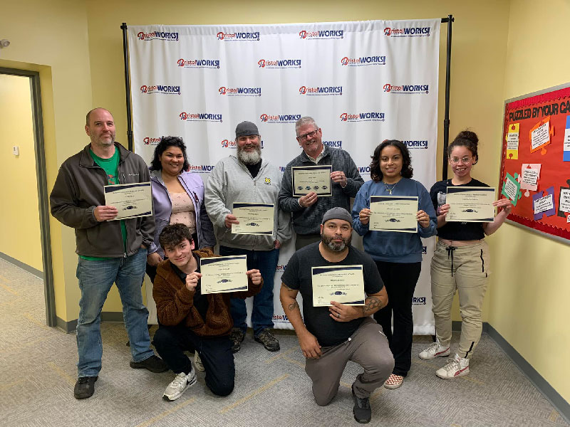 BristolWorks! students with certificates of completion